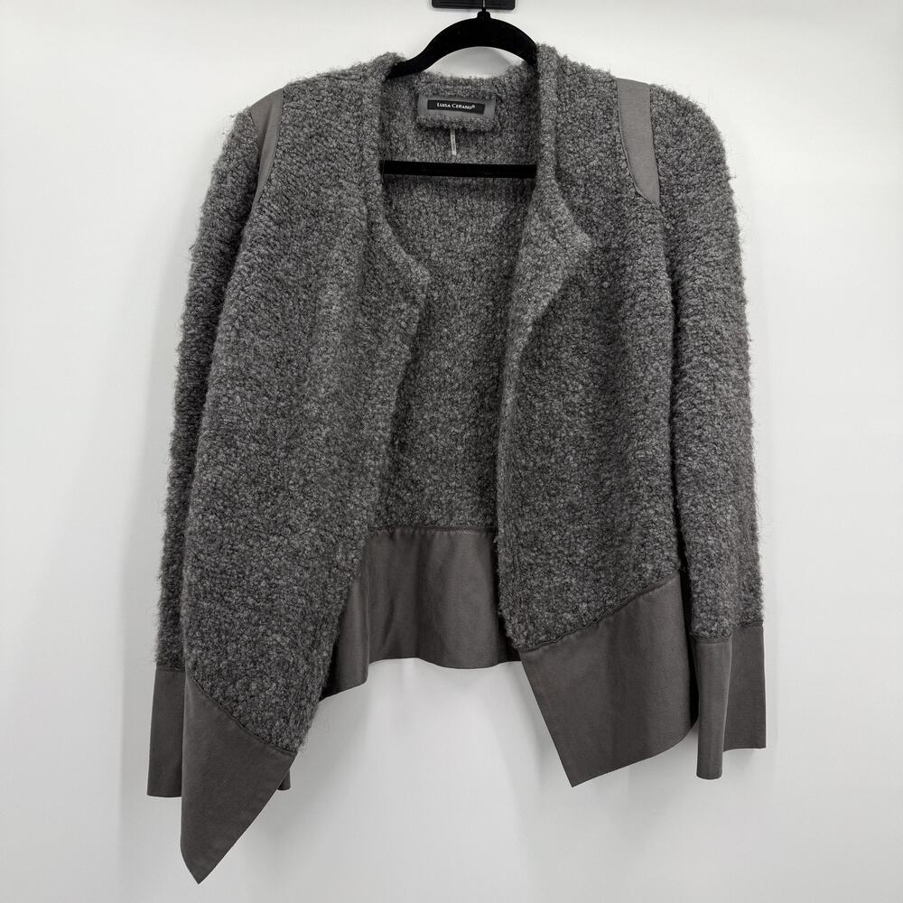 Luisa Cerano Sweater Womens‎ 6 Gray Open Front Cardigan Wool Alpaca Blend Boucle